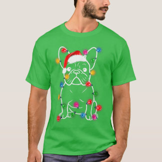 Camiseta Bulldog francés perro Santa hat ilumina Navidad Pa