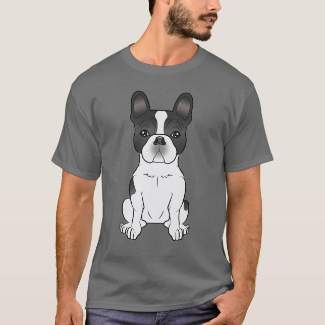 Camiseta Bulldog Francés Piebald Negro / Frenchie Perro Lin (Anverso)