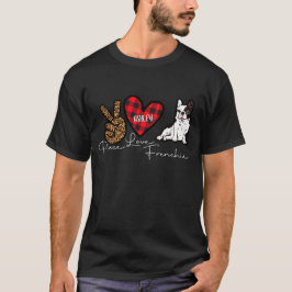 Camiseta Bulldog francés puso amor por la paz perro lindo