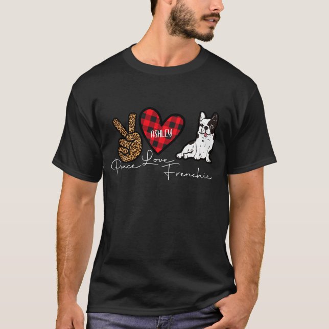 Camiseta Bulldog francés puso amor por la paz perro lindo (Anverso)