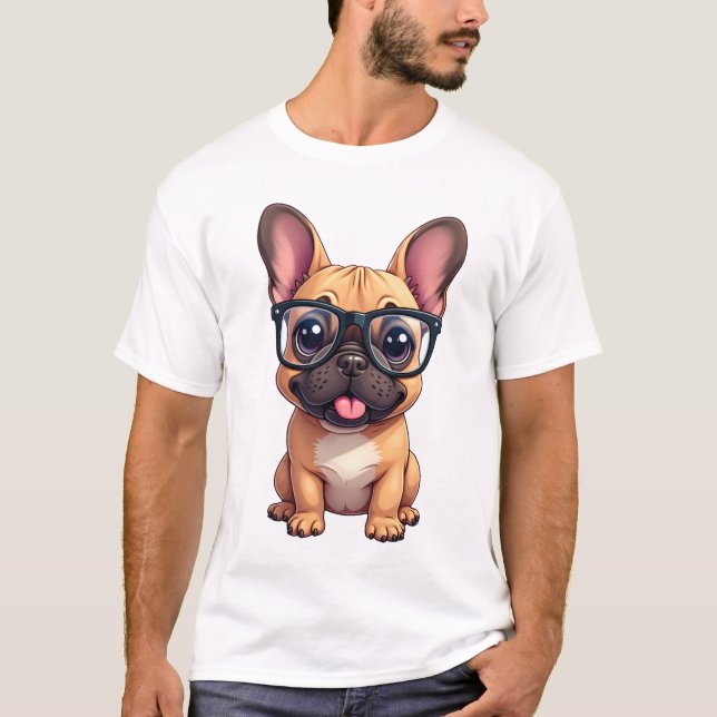 Camiseta Bulldog Francés que Lleva Gafas (Anverso)