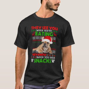 Camiseta Bulldog francés que te ven cuando comes unas navid