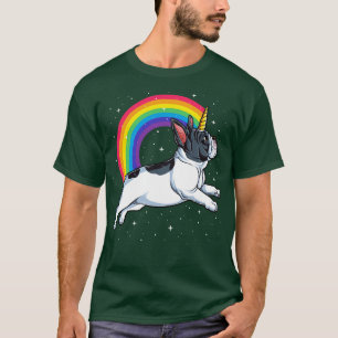Camiseta Bulldog francés Rainbow Unicorn para hombres