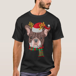 Camiseta Bulldog francés Reindeer Santa