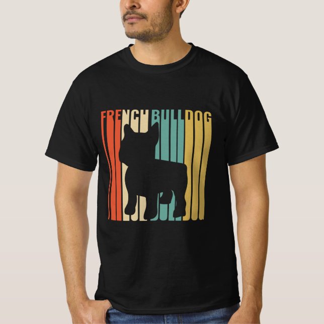 Camiseta Bulldog francés retro 1970 Perro Silhouette French (Anverso)