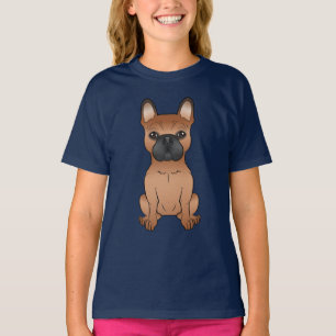 Camiseta Bulldog francés rojo / perro de caricatura francés