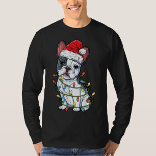 Camiseta Bulldog francés Santa Christmas Tree enciende a Na
