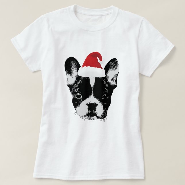 Camiseta Bulldog francés Santa Frenchie del navidad (Diseño del anverso)