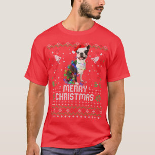 Camiseta Bulldog francés Santa Hat Dog Iluminación de árbol