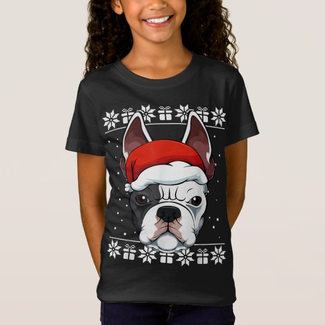 Camiseta Bulldog francés Santa Hat Navidades Pajama Cute Pe (Anverso)