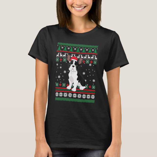 Camiseta Bulldog francés Santa Hat UGLY Navidades Pajama Ho (Anverso)