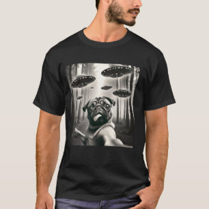Camiseta Bulldog Francés Selfie Con OVNI Alien Divertido
