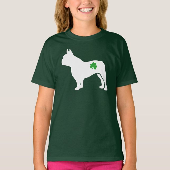Camiseta Bulldog francés Shamrock gracioso perro del Día de (Anverso)