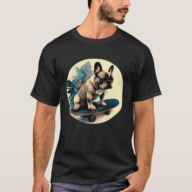 Camiseta Bulldog francés Skateboard Skateboarding Dog Sport (Anverso)