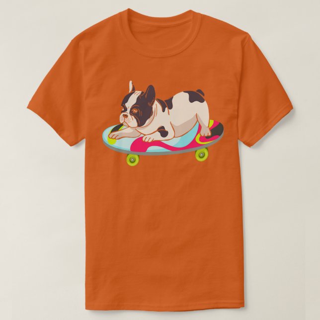 Camiseta Bulldog francés Skateboarding (Diseño del anverso)