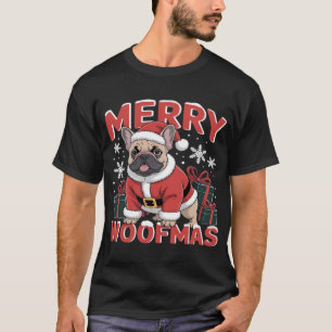 Camiseta Bulldog Francés Sombrero de Santa Claus Feliz Navi