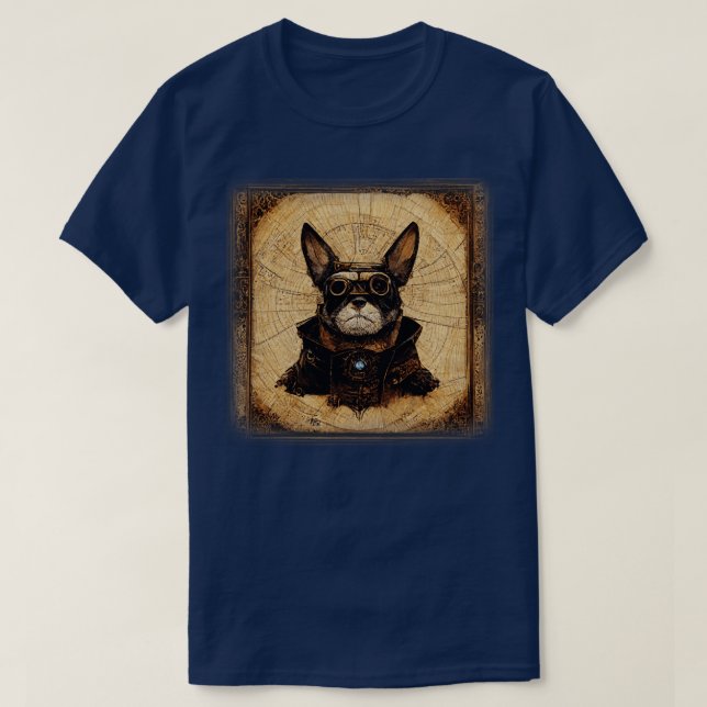 Camiseta Bulldog francés Surreal Steampunk Artwork Dog Love (Diseño del anverso)