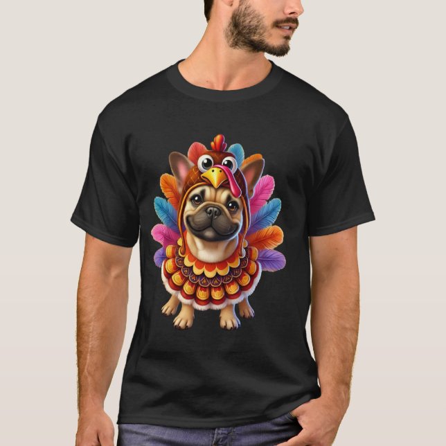 Camiseta Bulldog francés Turquía divertido acción de gracia (Anverso)