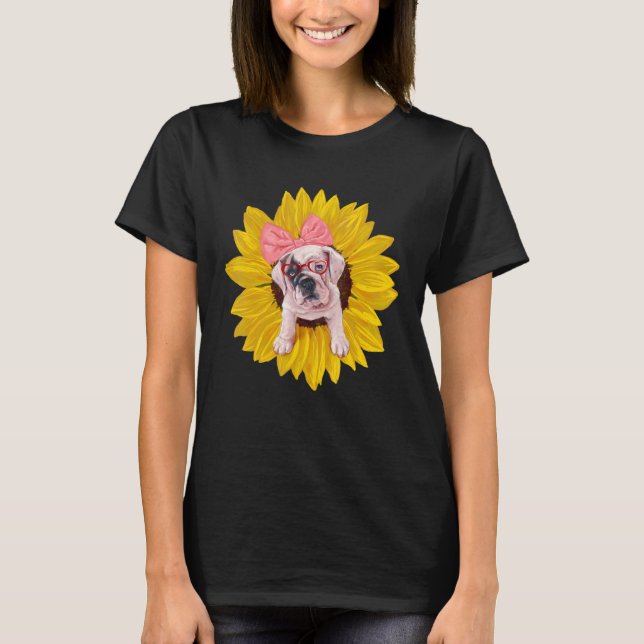 Camiseta Bulldog francés usa una banda rosa para la cabeza  (Anverso)
