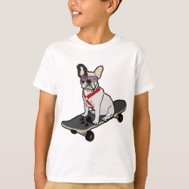 Camiseta Bulldog francés w/sunglasses que anda en monopatín