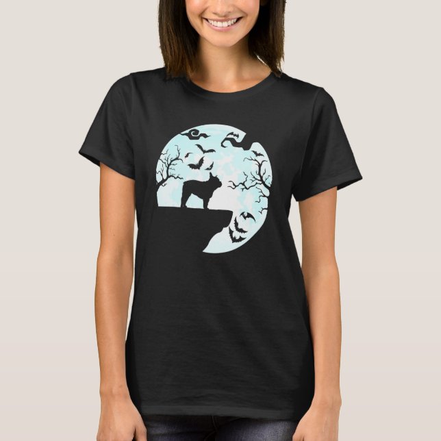 Camiseta Bulldog Francés Y Moon Halloween Bulldog Francés D (Anverso)