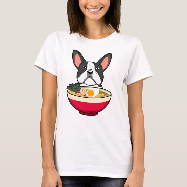 Camiseta Bulldog Francés y Ramen (Anverso)