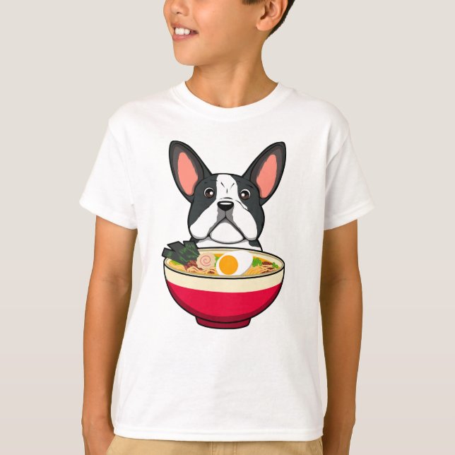 Camiseta Bulldog Francés y Ramen (Anverso)