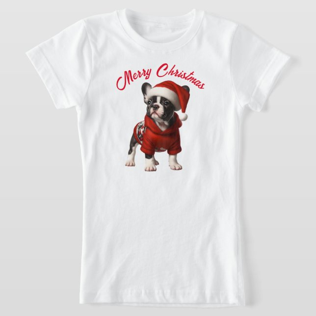 Camiseta Bulldog francés y Santa Hat (Distribución)