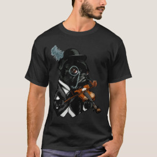 Camiseta Bulldog Frenchie de puro negro con violín
