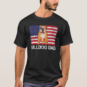 Camiseta Bulldog Gafas De Sol Bandera Papá Estadounidense P