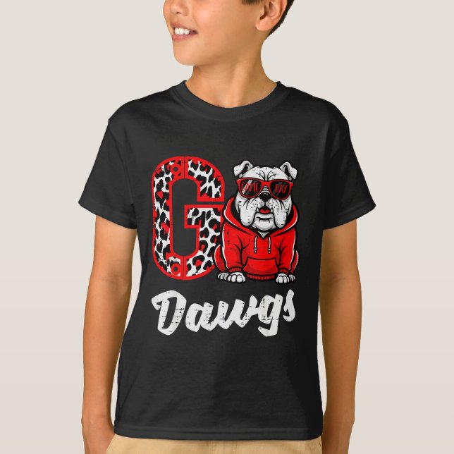 Camiseta Bulldog Go Dawgs Men Women Kids Boys Youth Girls T (Anverso)