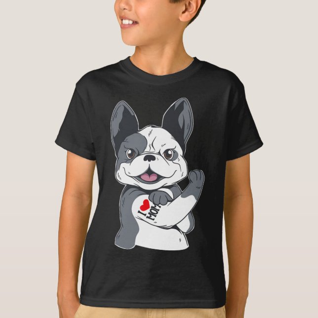 Camiseta Bulldog gracioso que amo a mamá Tattoo (Anverso)