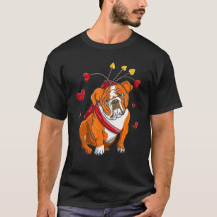 Camiseta Bulldog gráfico de San Valentín vestido como D cup
