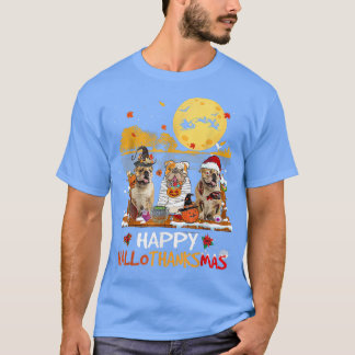 Camiseta Bulldog Happy Hallothanksmas Halloween Thanksgivin