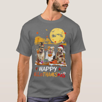 Camiseta Bulldog Happy Hallothanksmas Halloween Thanksgivin