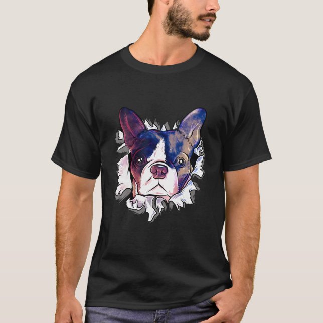 Camiseta Bulldog Head Starry Sky (Anverso)