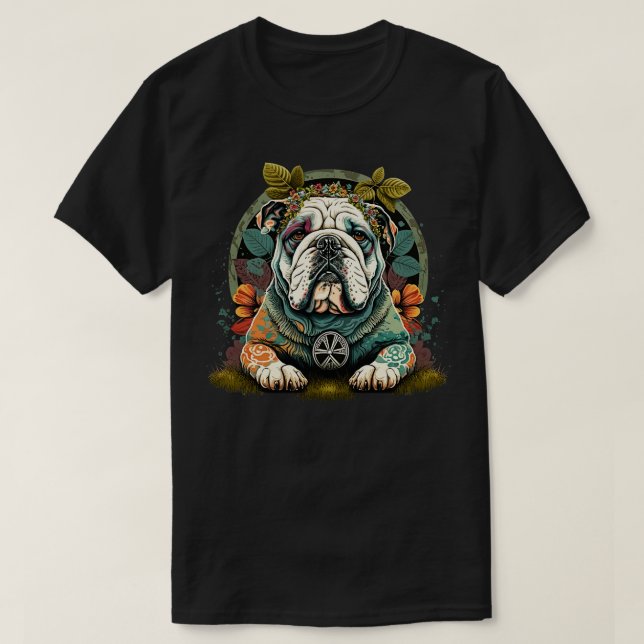 Camiseta Bulldog hippie 2 (Diseño del anverso)