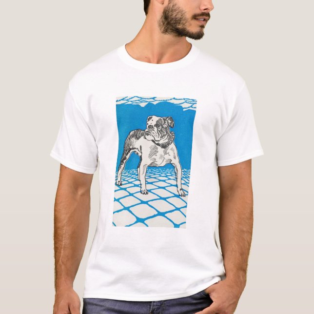 Camiseta Bulldog ilustracion negro fondo azul Moriz (Anverso)