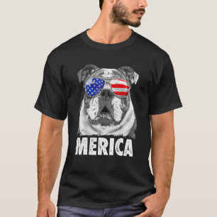 Camiseta Bulldog Inglés 4 De Julio Merica Hombres Bandera E