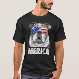 Camiseta Bulldog Inglés 4 De Julio Merica Hombres Bandera E