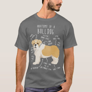 Camiseta Bulldog inglés Amanecer y anatomía de perro blanco