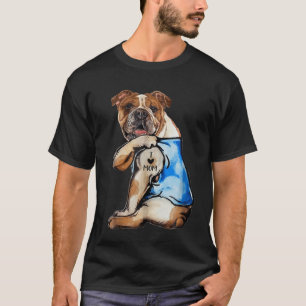 Camiseta Bulldog Inglés Amo a Mamá Tatuado Perro Mamá