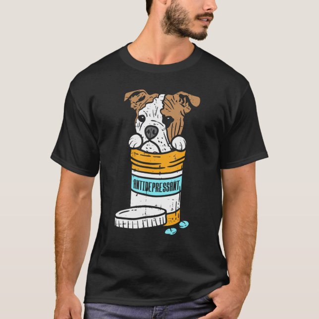 Camiseta Bulldog inglés antidepresivo lindo Mascota dueño d (Anverso)