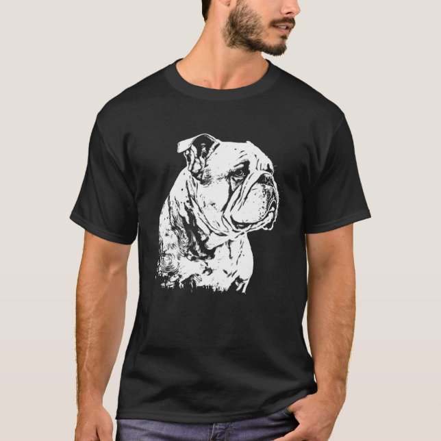 Camiseta Bulldog inglés arte amor Bulldog pintura lindo tor (Anverso)