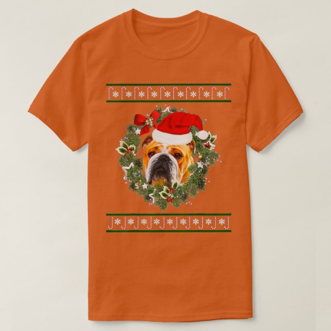 Camiseta Bulldog inglés - Bulldog inglés - Navidades (Diseño del anverso)