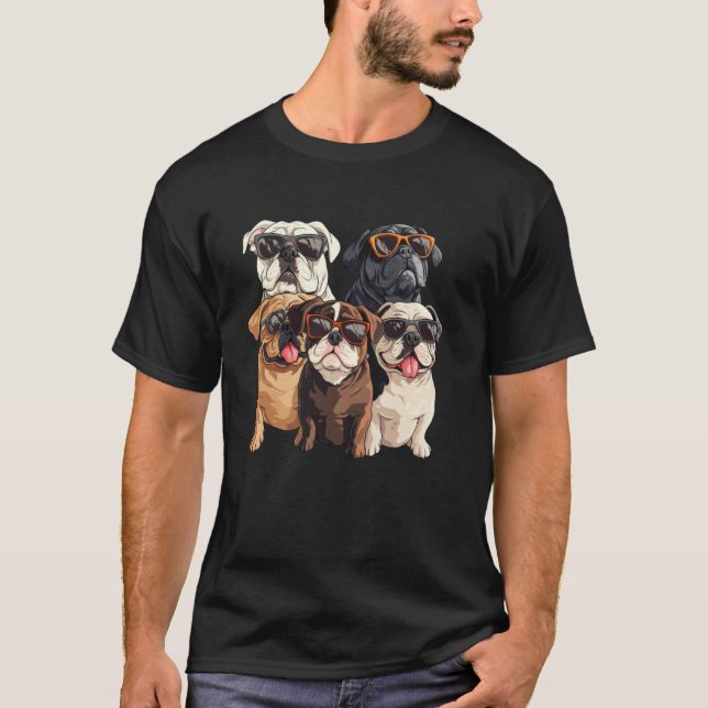 Camiseta Bulldog Inglés con Gafas de Sol (Anverso)
