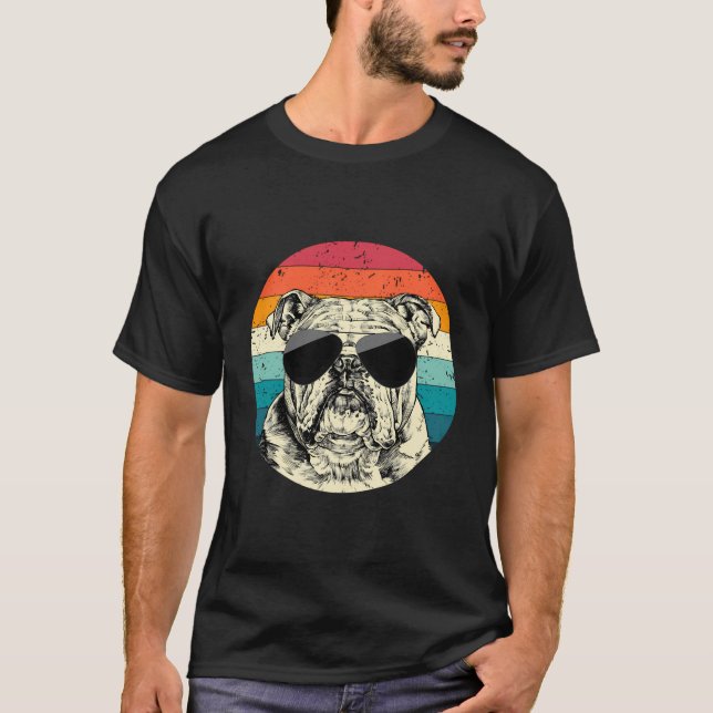 Camiseta Bulldog inglés con perro de gafas de sol (Anverso)