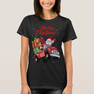 Camiseta Bulldog Inglés Con Santa Claus En Camión Rojo