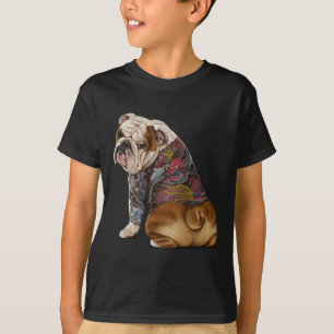 Camiseta Bulldog inglés con tatuaje dragón japonés Irezu