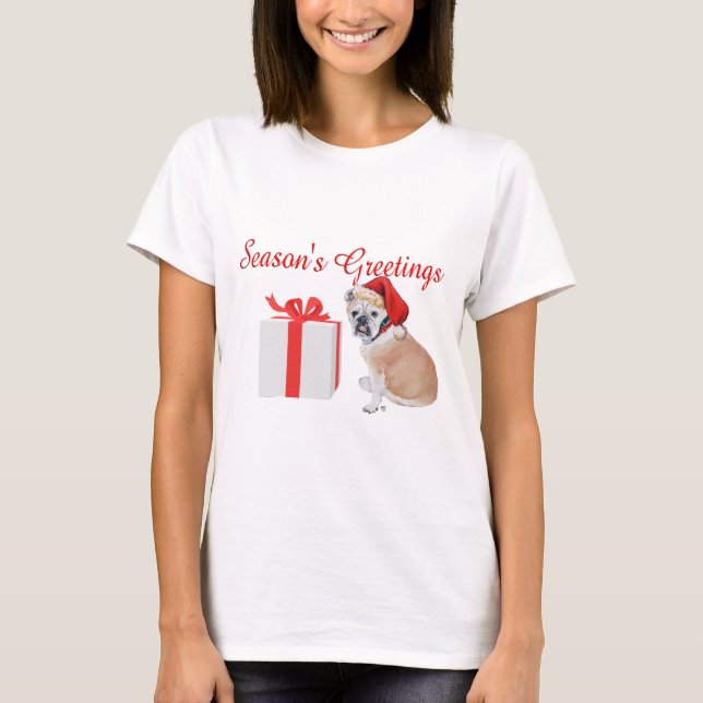 Camiseta Bulldog Inglés de Navidad (Anverso)